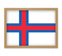 Artery8 Faroe Islands National Flag Patriotic Vexillology World Flags Country Region Poster Artwork Framed Wall Art Print A4