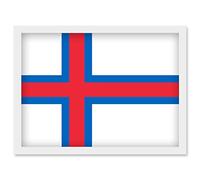 Artery8 Faroe Islands National Flag Patriotic Vexillology World Flags Country Region Poster Artwork Framed Wall Art Print A4