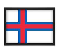 Artery8 Faroe Islands National Flag Patriotic Vexillology World Flags Country Region Poster Artwork Framed Wall Art Print A4