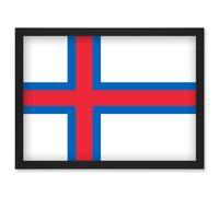Artery8 Faroe Islands National Flag Patriotic Vexillology World Flags Country Region Poster Artwork Framed Wall Art Print A4