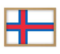 Artery8 Faroe Islands National Flag Patriotic Vexillology World Flags Country Region Poster Artwork Framed Wall Art Print A4