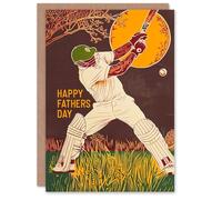 Artery8 Father's Day Card Cricket Player Batsman Shot For Him Dad Father Greeting Card