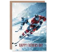 Artery8 Father's Day Card Ice Hockey Action Shot Sport Painting For Him Dad Father Greeting Card
