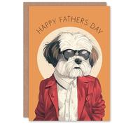 Artery8 Father's Day Card Shih Tzu Lhasa Apso Dog Lover Cool Guy Pet Design For Dad Father Greeting Card