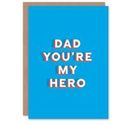 Artery8 Father's Day Card You Are My Hero Bold Blue Sincere Loving Thoughtful For Him Dad Father Greeting Card