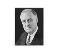 Artery8 FDR Franklin D Roosevelt US President Canvas Wall Art Print in Grey | Size: W12" x H16" Artery8 Grey W12" x H16"