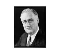 Artery8 FDR Franklin D Roosevelt US President Framed Canvas Wall Art Print in Grey | Size: W24" x H32" Artery8 Grey W24" x H32"