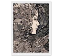 Feeling Lost Conceptual Art Linocut Illustration Artwork Framed Wall Art Print A4 Artery8 White One Size