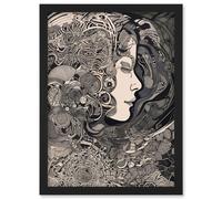 Feeling Lost Conceptual Art Linocut Illustration Artwork Framed Wall Art Print A4 Artery8 Black One Size