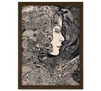 Feeling Lost Conceptual Art Linocut Illustration Artwork Framed Wall Art Print A4 Artery8 Brown One Size