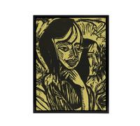 Artery8 Fehmarn Portrait Ernst Ludwig Kirchner Black Framed Canvas Art in Yellow | Size: W24" x H32" Artery8 Yellow W24" x H32"