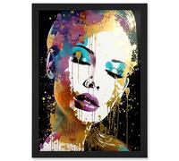 Artery8 Female Beauty Portrait Glam Aesthetic Gold Purple Blue Picture Teen Room Artwork Framed Wall Art Print A4