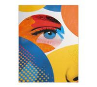 Artery8 Female Eye Pop Art Polka Colourful Circle Design For Living Room Large Wall Art Poster Print Thick Paper 18X24 Inch