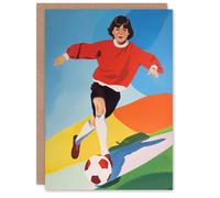 Artery8 Female Football 70s 80s Painting Retro Colourful Greeting Card Artery8 Multicolor