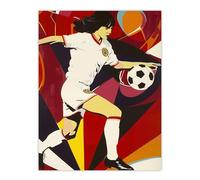 Female Footballer in Motion Artwork Red Powerful Wall Art Print Artery8 Red W24 inch x H32 inch