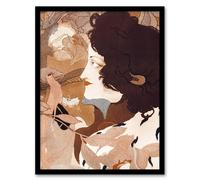 Artery8 Femme Fatale Portrait Painting Vintage Framed Wall Art Print de Feure in Brown | Size: A4 Artery8 Brown A4