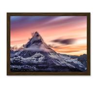 Ferrara Matterhorn Sunset Mountain Alps Photo Italy Switzerland Artwork Framed Wall Art Print A4 Artery8 Brown One Size
