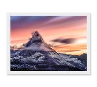 Ferrara Matterhorn Sunset Mountain Alps Photo Italy Switzerland Artwork Framed Wall Art Print A4 Artery8 White One Size