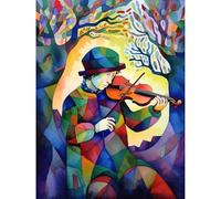 Artery8 Fiddle Player In Forest Folk Art Watercolour Painting Extra Large XL Wall Art Poster Print