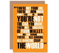 Artery8 Fight Club All Singing Dancing Crap World Quote Motivation Greetings Card in Orange Artery8 Orange