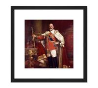 Artery8 Fildes Portrait British King Edward VII Painting 8X8 Inch Square Wooden Framed Wall Art Print Picture with Mount in Black Artery8 Black