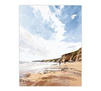 Artery8 Filey Beach Coastal Cliffs Landscape England Sky Living Room Extra Large XL Wall Art Poster Print