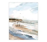 Artery8 Filey Beach Watercolour Coastal Landscape England Living Room Large Wall Art Poster Print Thick Paper 18X24 Inch