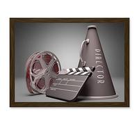 Artery8 Film Director Equipment Clapperboard Reel Megaphone A4 Artwork Framed Wall Art Print