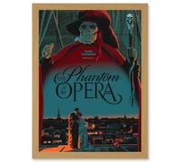 Film Movie Paris Skull Laemmle Phantom Opera Musical Artwork Framed Wall Art Print A4 Artery8 Light Oak One Size