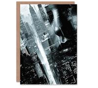 Artery8 Film Noir Metropolis View Black White Cityscape Greeting Birthday Card Him Her All Blank