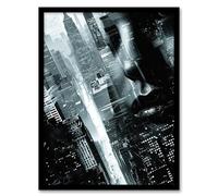 Film Noir Metropolis View Black White Cityscape Framed Art Print Artery8 Black A4