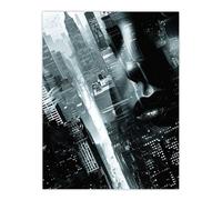 Artery8 Film Noir Metropolis View Black White Cityscape Wall Art Print | Size: W12" x H16" Artery8 Black W12" x H16"