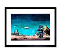 Wee Blue Coo Film Robby Robot Forbidden Planet Space Stars Picture Framed Wall Art Print