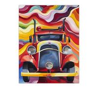 Fire Truck Front View Trippy Colourful Abstract Wall Art Print Artery8 Multi W24 inch x H32 inch