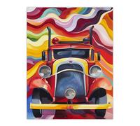 Artery8 Fire Truck Front View Trippy Colourful Abstract Wall Art Print | Size: W12" x H16" Artery8 Multicolor W12" x H16"