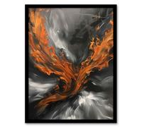 Artery8 Firebird Phoenix Abstract Painting Flame Wings Framed Art Print in Orange | Size: W12" x H16" Artery8 Orange W12" x H16"
