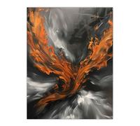 Artery8 Firebird Phoenix Abstract Painting Flame Wings Wall Art Print in Orange | Size: W12" x H16" Artery8 Orange W12" x H16"