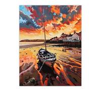 Artery8 Fishing Boat Atmospheric Clouds Sunset Saltburn Living Room Large Wall Art Poster Print Thick Paper 18X24 Inch