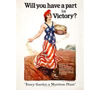 Artery8 Flagg War WWI 1918 Food Production Victory Advert Premium Wall Art Canvas Print 18X24 Inch