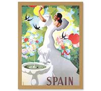 Artery8 Flamenco Dance Bird Bath Travel Spanish Advert A4 Artwork Framed Wall Art Print