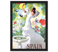 Artery8 Flamenco Dance Bird Bath Travel Spanish Advert A4 Artwork Framed Wall Art Print