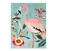 Artery8 Flamingo Bird and Exotic Flowers Bright Painting Living Room Large Wall Art Poster Print Thick Paper 18X24 Inch