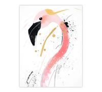 Artery8 Flamingo Bird Black Pink Gold Modern Abstract Living Room Large Wall Art Poster Print Thick Paper 18X24 Inch