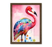Artery8 Flamingo Bird Folk Art Watercolour Painting Artwork Framed Wall Art Print 18X24 Inch