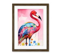 Artery8 Flamingo Bird Folk Art Watercolour Painting Artwork Framed Wall Art Print 18X24 Inch