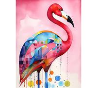 Artery8 Flamingo Bird Folk Art Watercolour Painting Unframed Art Print Poster Wall Decor 12x16 inch