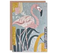 Artery8 Flamingo Bird Pastel Colour Nature Design Birthday Art Card in Pink Artery8 Pink
