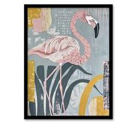Artery8 Flamingo Bird Pastel Colour Nature Design Framed Art Print in Pink | Size: W12" x H16" Artery8 Pink W12" x H16"