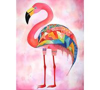Artery8 Flamingo Bird With Multicolour Patterns Folk Art Watercolour Painting Extra Large XL Wall Art Poster Print