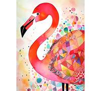 Artery8 Flamingo Bird With Patterns Folk Art Watercolour Painting Extra Large XL Wall Art Poster Print